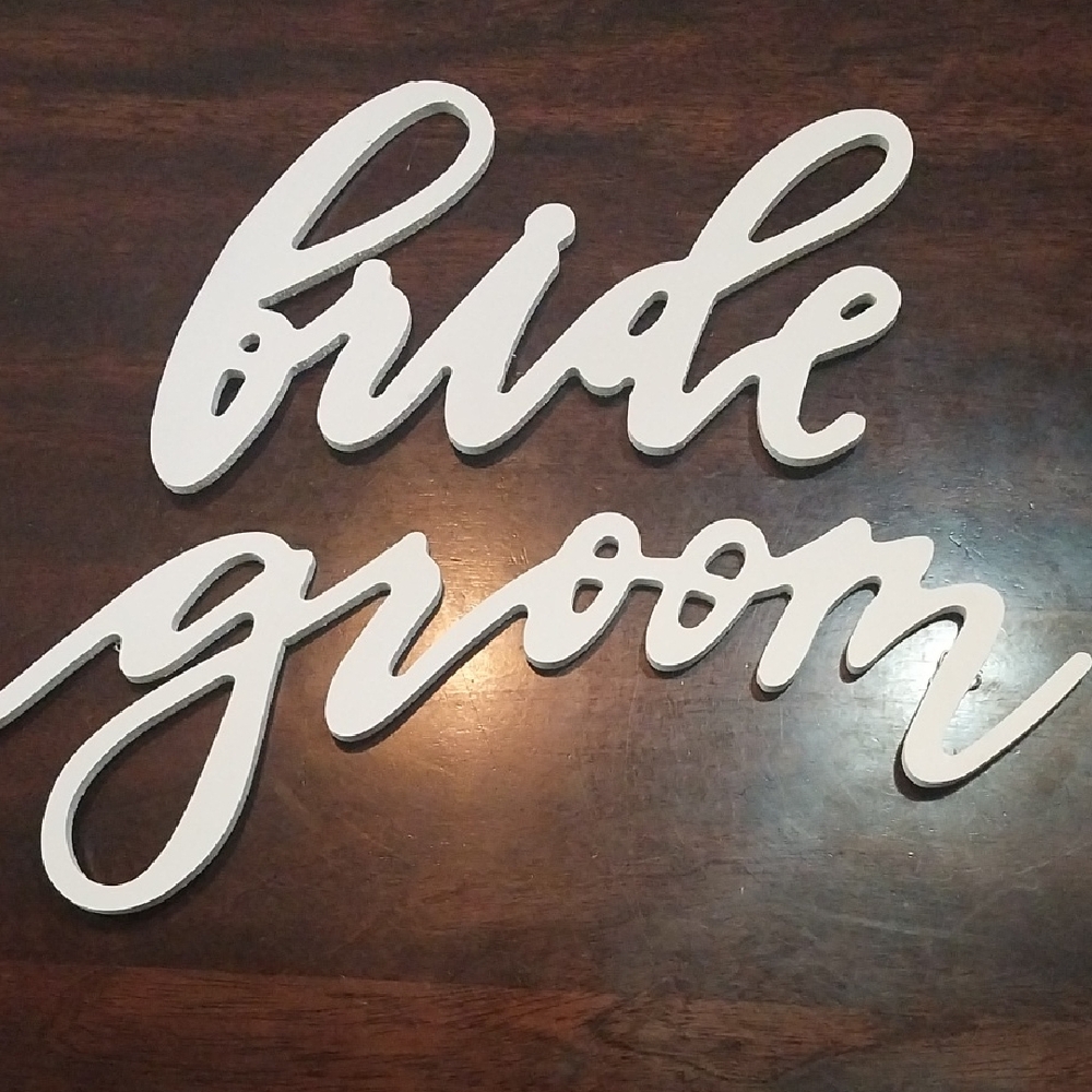 White Bride and Groom Sign Set